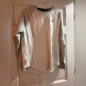 Hollister White and Gray Long Sleeve Tee